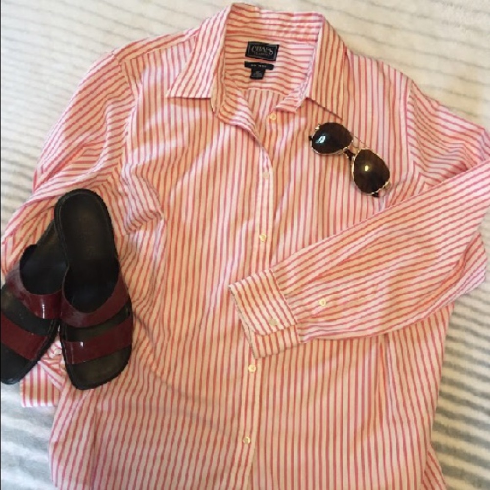 CHAPS striped pink shirt